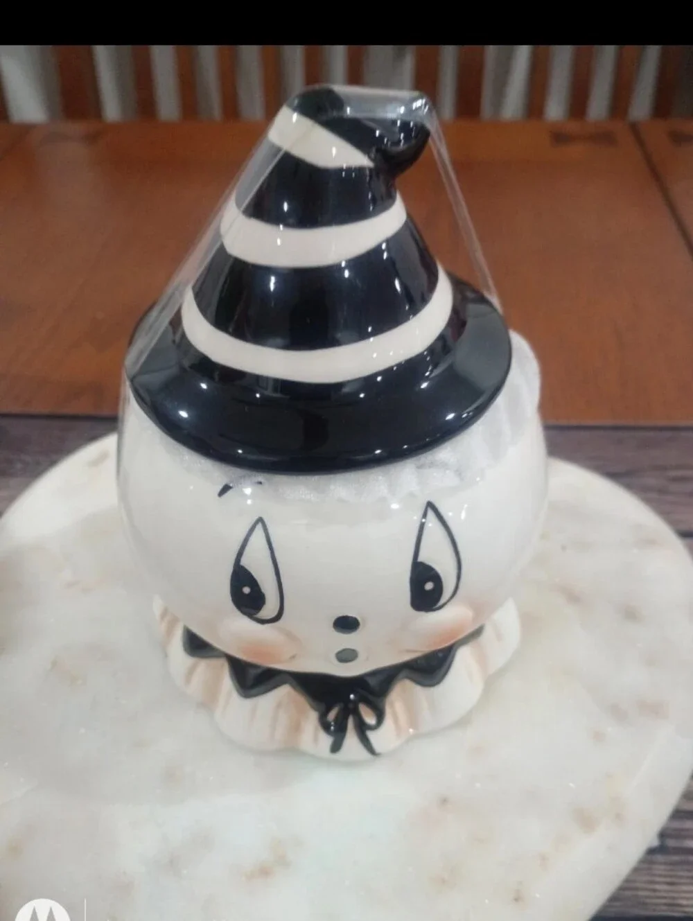 Johanna Parker Halloween Gus Ghost Critter Bowl Mini Canister Jar BlackWhite Hat
